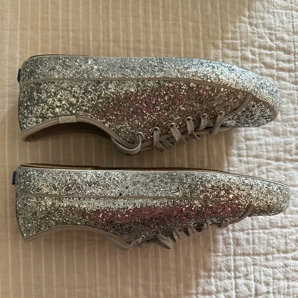 Kate Spade X Keds All Over Glitter Sneakers, Silver Rare - Excellent!! - Picture 6 of 10
